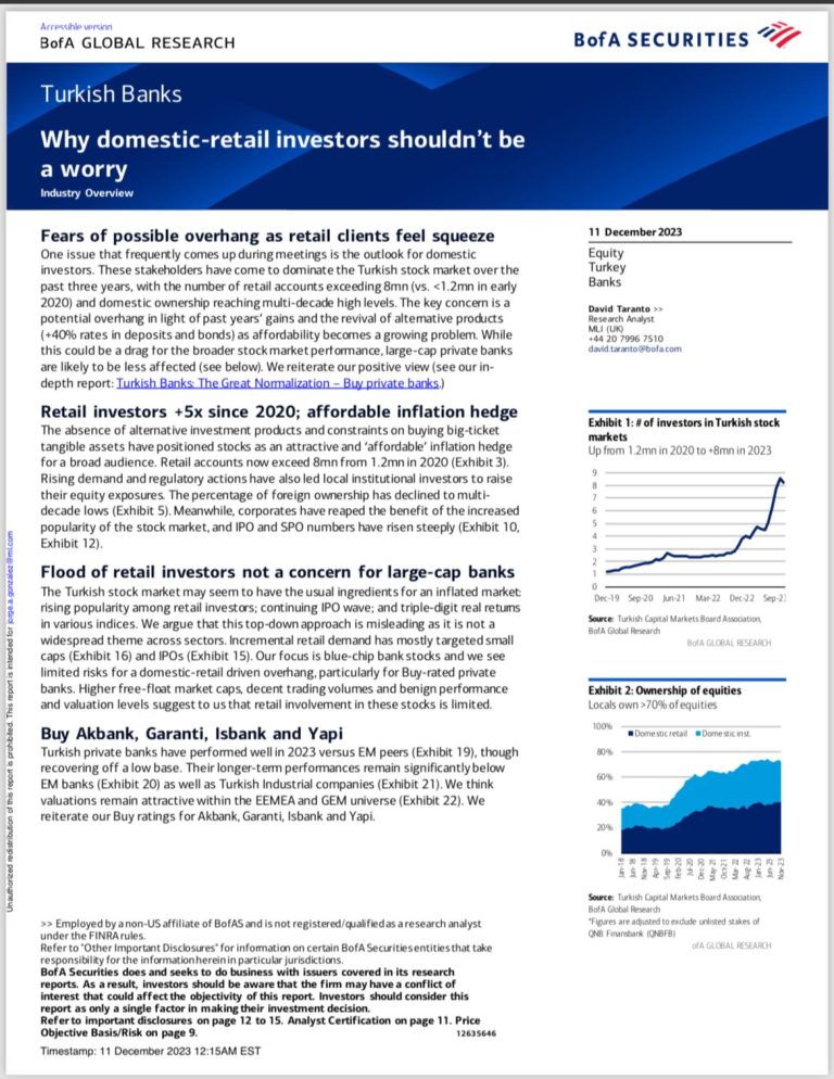 BofA 11 Aralık 2023 Türk Bankacılık Raporu