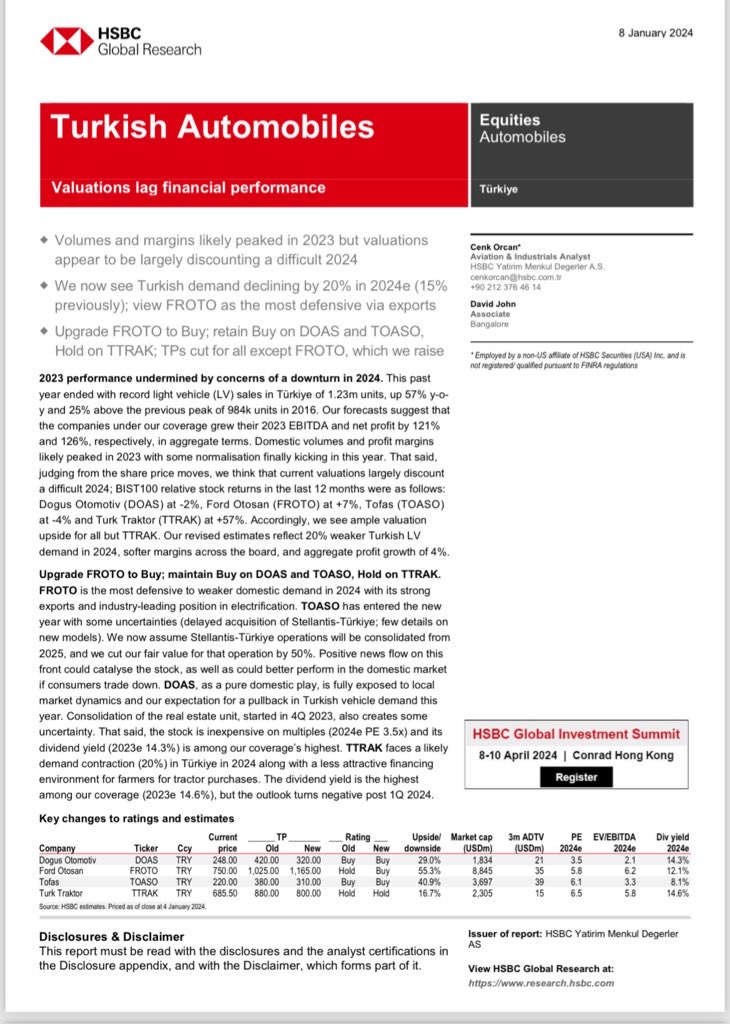 HSBC Türk Otomotiv Sektörü Raporu